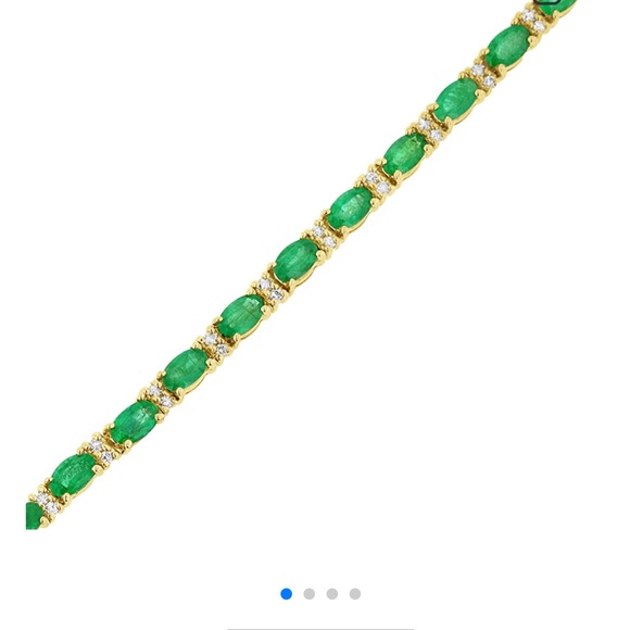 Emerald and diamond 14k yellow gold bracelet authentic - Picture 2 of 2